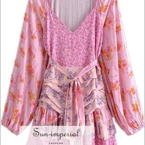 Sun-Imperial Fashion floral long sleeved mini dress